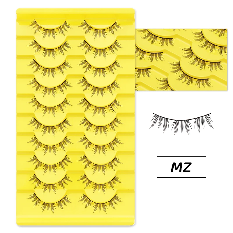 DINGSEN 10 Paar natürliche Streifenwimpern Cosplay Wimpernhülse falsche Wimpern Frau Manga gefälschte Wimpern Anime Wimpern Zubehör – Detail 15