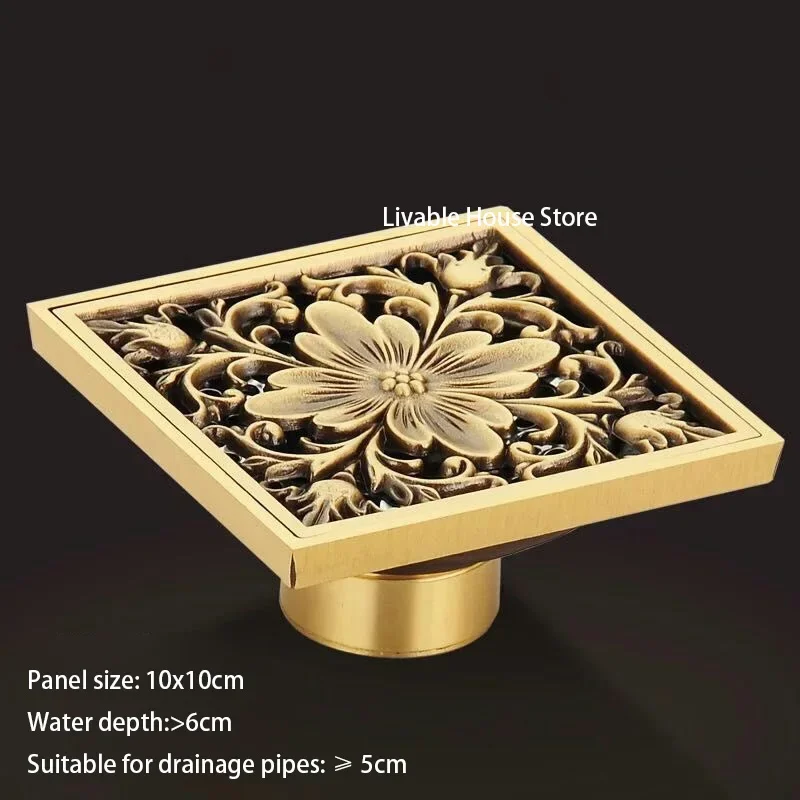 Description Picture 5 of itemAntique all copper anti odor floor drain bathroom floor drain core sewer dual use floor drain cover anti odor device