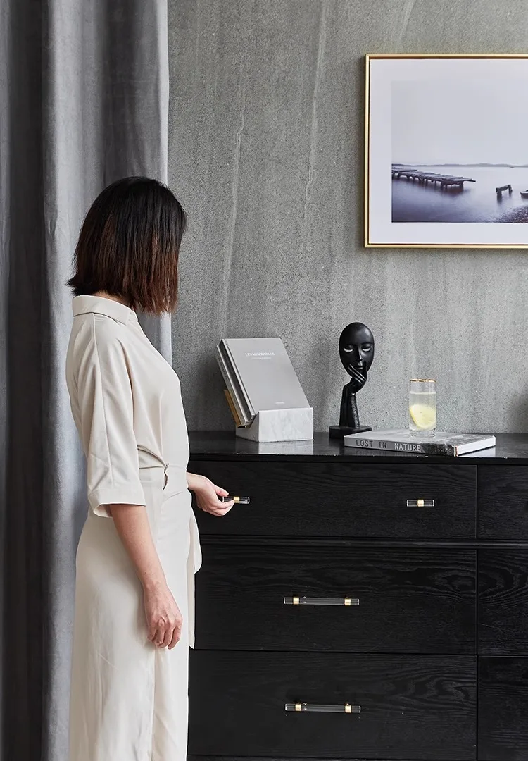 clear acrylic handle installed on drawer furniture