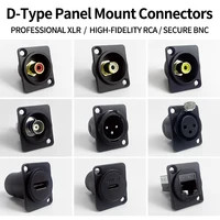 D-Type Panel Mount Connectors Kit – XLR, RCA, BNC Audio & Signal Jacks for Pro Audio, Broadcast & Industrial Equipment 1