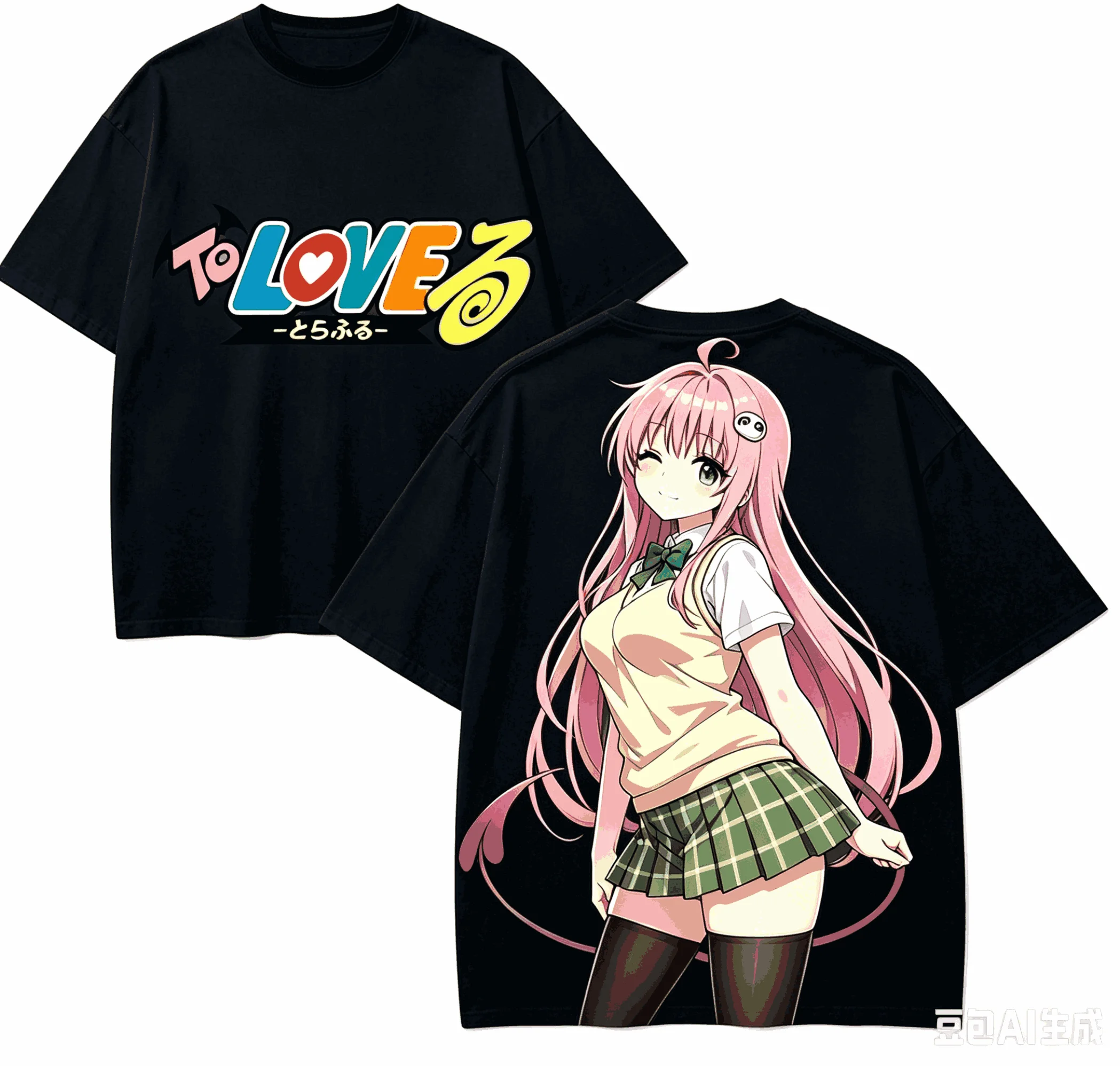 To LOVE-Ru Anime Lover T-Shirt Harajuku Baumwolle Neues Modell High Street Retro Fashion Unisex Übergroßes, angesagtes Produkt Classic Couples