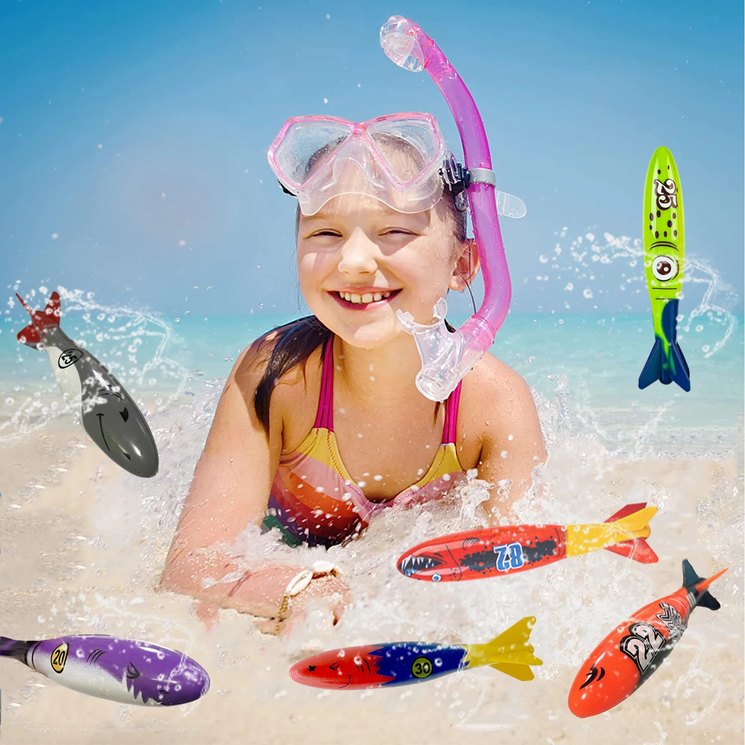 Summer Diving Training Toys Torpedos Sharks Octopus Underwater Water Games Training Swimming Pool Gifts Set Toys For kids 2