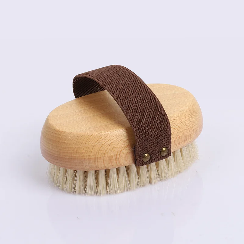 Bath Brush  Pig Hair Bath Towel, Bath Brush Wooden Bath Massage Brush Wet and Dry Bath Brush