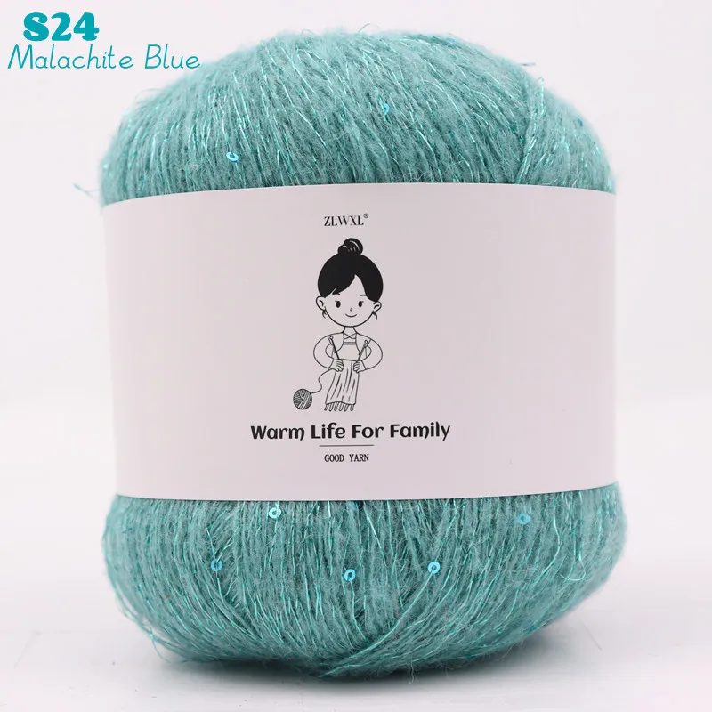 50g/볼 스팽글 모헤어 골드 실버 실크 스팽글 원사 DIY 핸드 뜨개질 여성용 베이비 얇은 스웨터 니트 셔츠 스카프 모자 원사