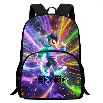 Roblox Cartoon Kids Backpack with Front Pocket Large Capacity Lightweight School Bag for Boys Girls Age 5-8 Perfect Gift 1