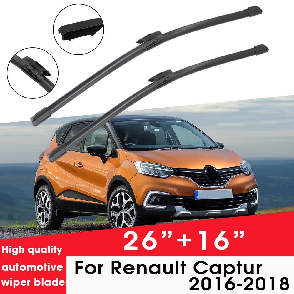 

Car Wiper Blade Blades For Renault Captur 2016-2018 26"+16" Windshield Windscreen Clean Naturl Rubber Cars Wipers Accessories