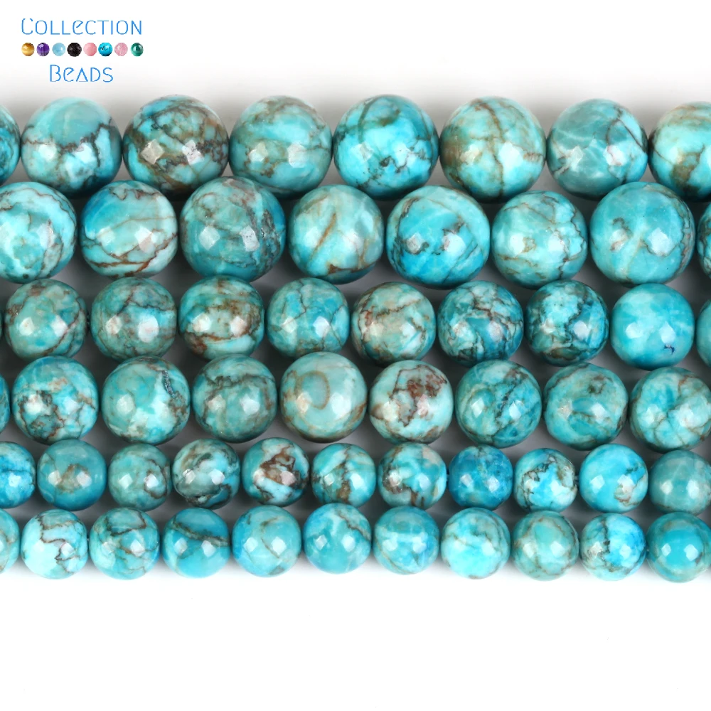 6/8/10mm 천연 돌 구슬 아프리카 청록색 라운드 스페이서 루즈 비즈 쥬얼리 만들기 비즈 장식 DIY 팔찌 목걸이 15````