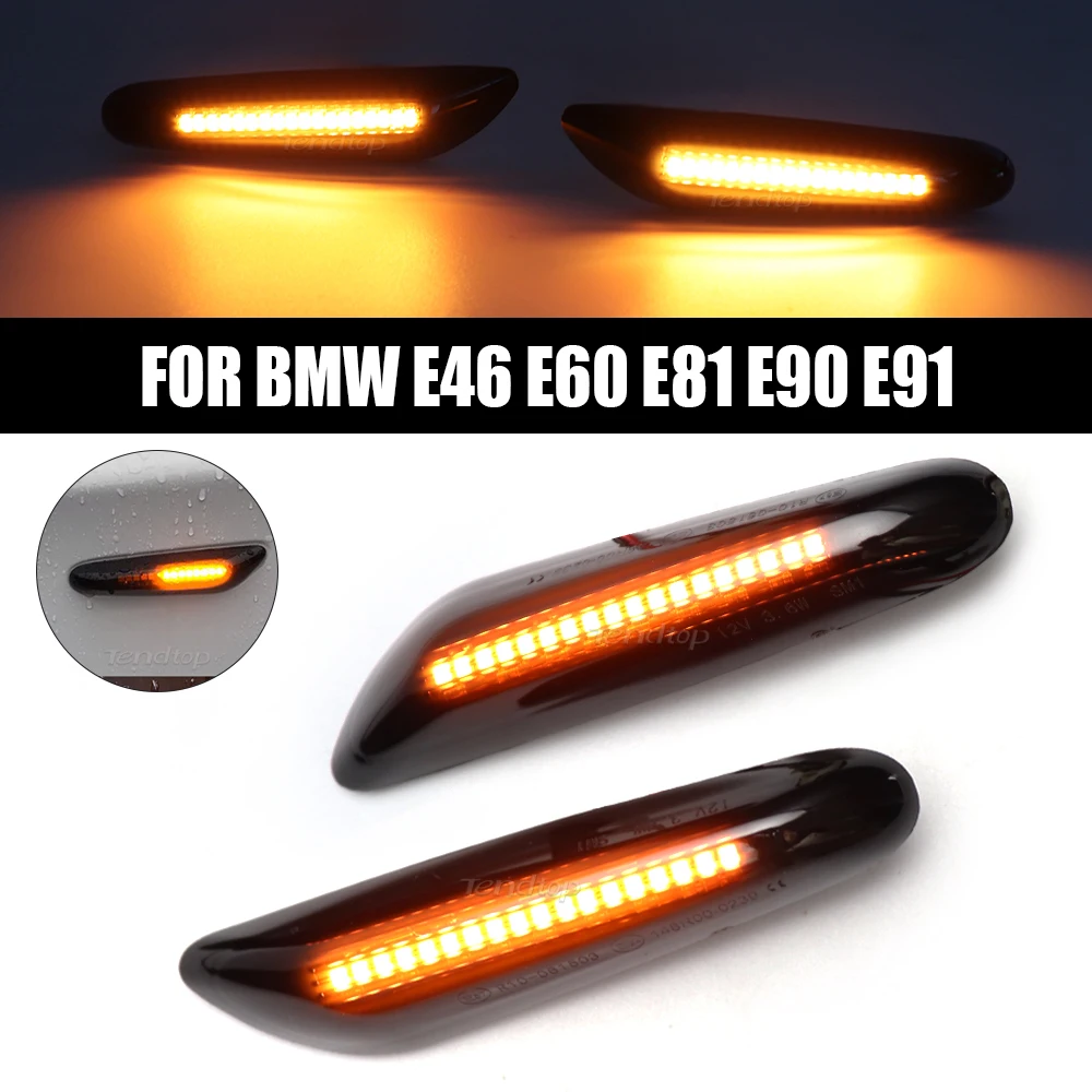 Indicateur de miroir de marqueur latéral dynamique à LED, clignotant à eau courante, BMW E90, E91, E92, E93, E60, E87, E82, E61, E46