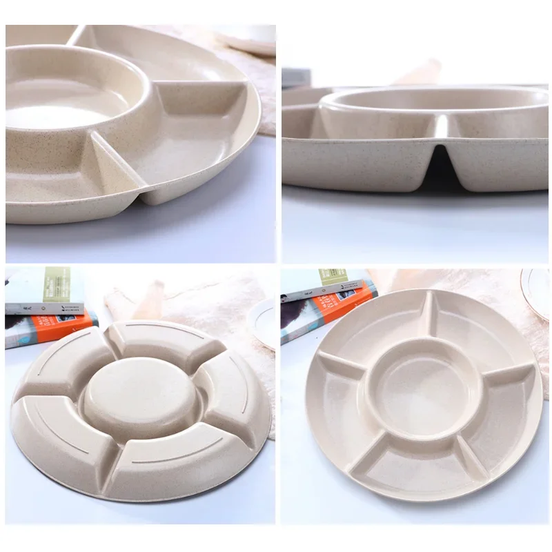 Fruit Plate Snack Dish 1 Pc 6-Compartment Food Storage Tray Dried Fruit Snack Plate Appetizer Serving Platter for Party Candy Pastry Nuts Dish