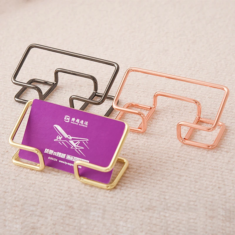 

New Simple Business Metal Card Holder Desktop Gold Business Card Iron Art Storage Box Bracket