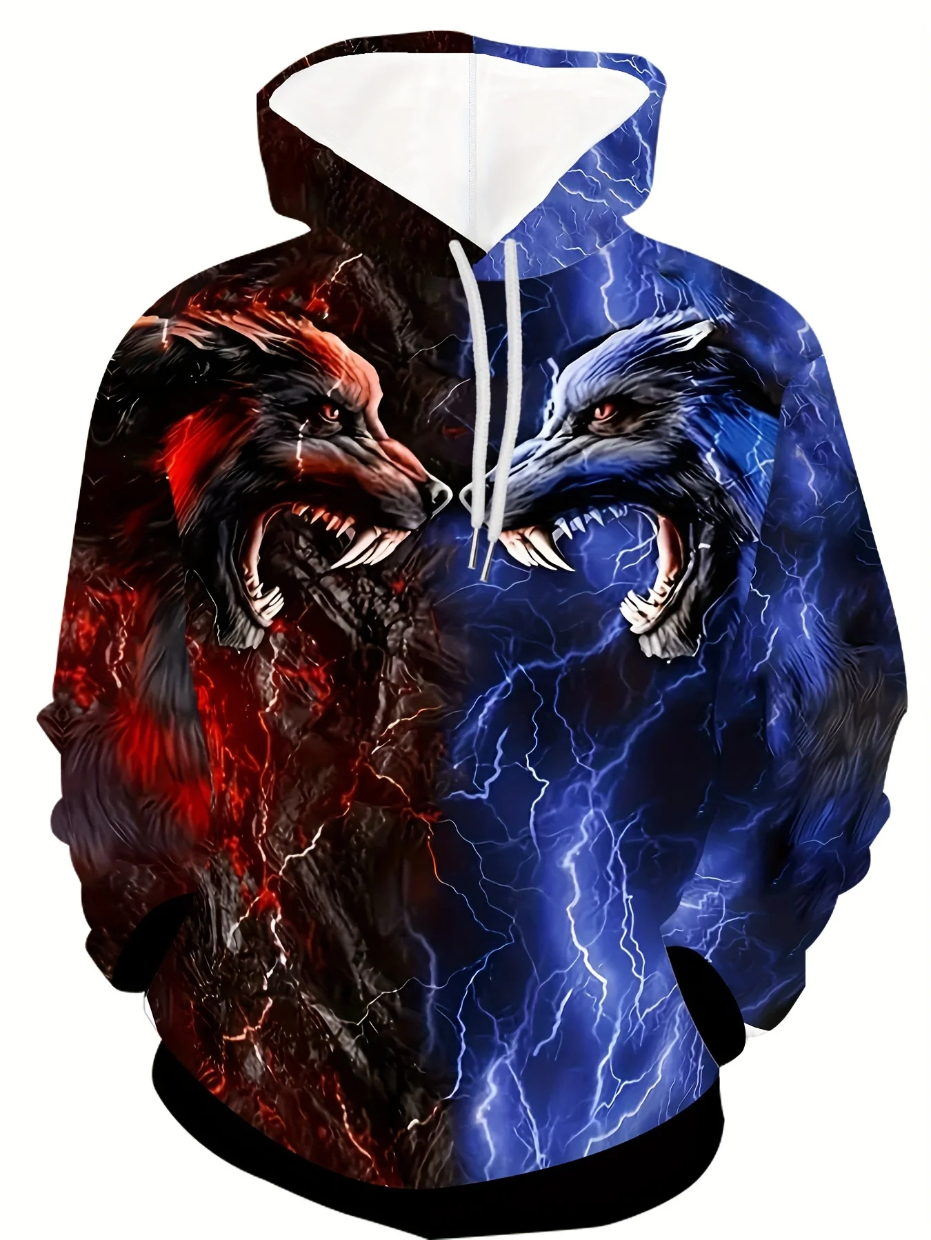thumbnail image 1 of Sudadera con capucha para hombre, estampado 3D, sudadera Battle Wolf, ropa deportiva con cordón, camisetas de manga larga, jersey de calle, ropa para hombre, 1 of 4