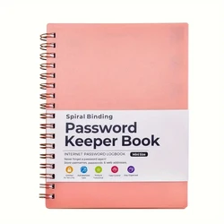 Compact Spiral Password Keeper Notebook - Secure & Organized Writing Pad (Pink)
