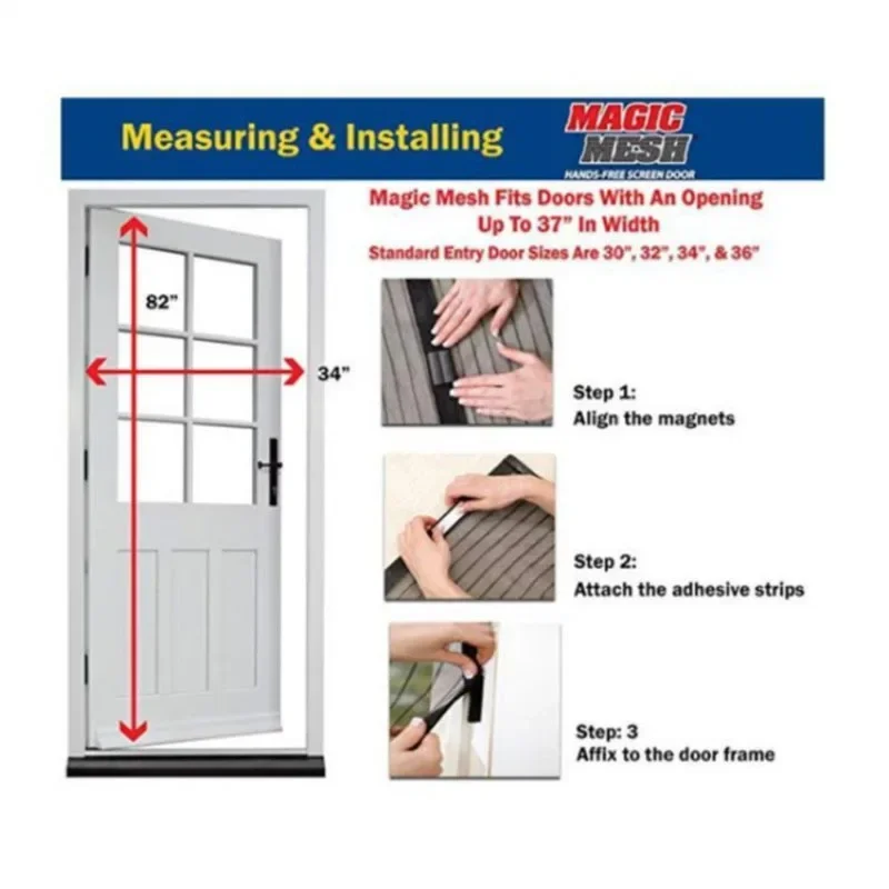 Cortina de puerta antimosquitos Invisible, pantalla de ventilación sin perforación, cierre magnético automático, antimoscas, insectos - Imagen 5