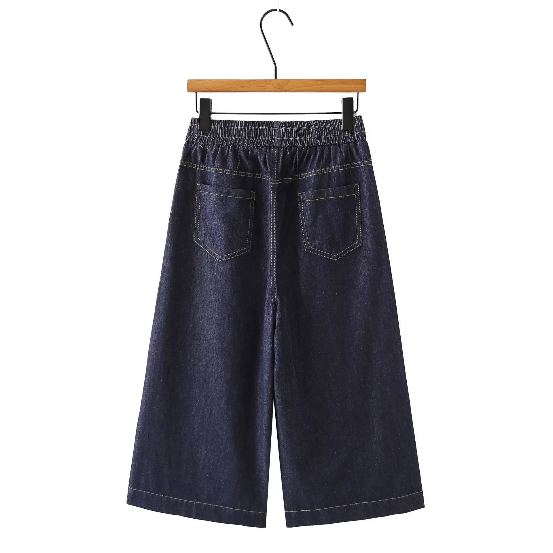 100KG Summer New Casual High Waiste Thin Lyocell Denim Capri Pants Plus Size Women Wide Leg Jeans 448