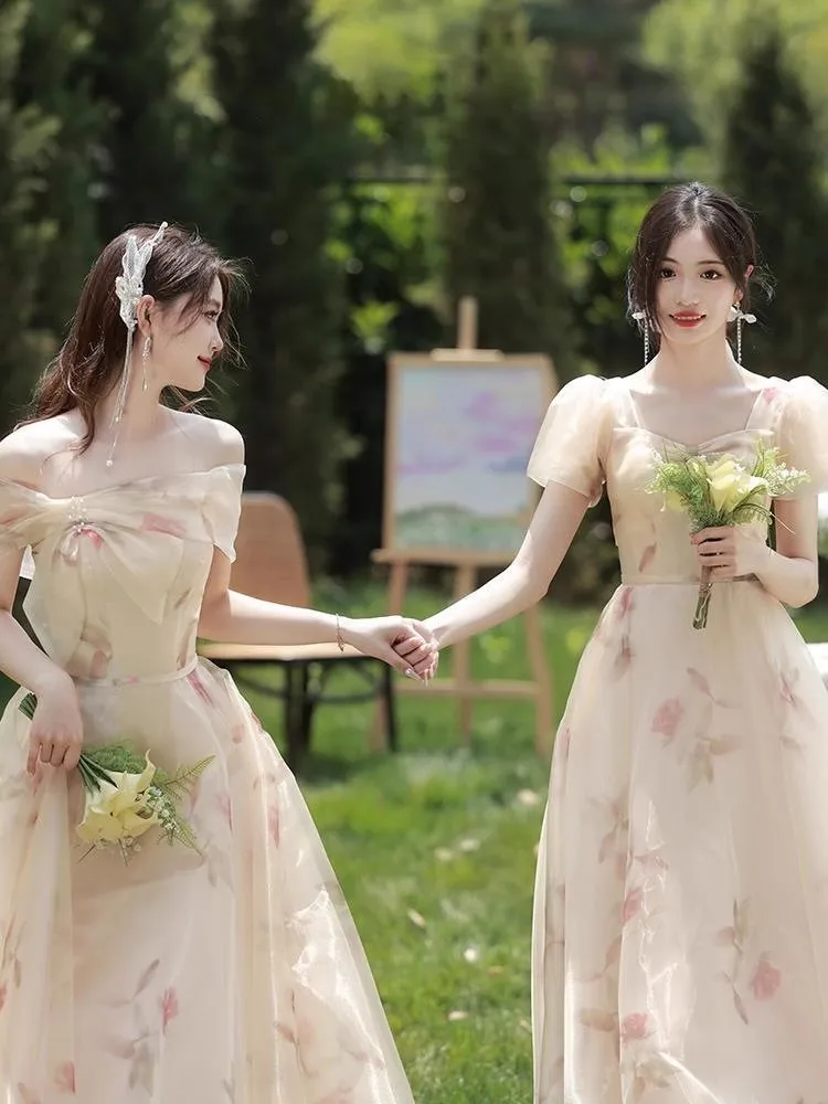 Bridesmaid Dresses Women Floral Pastrol Long Bridesmaid Gown Mismatched 4 Styles vestidos de gala vestido de fiesta elegante