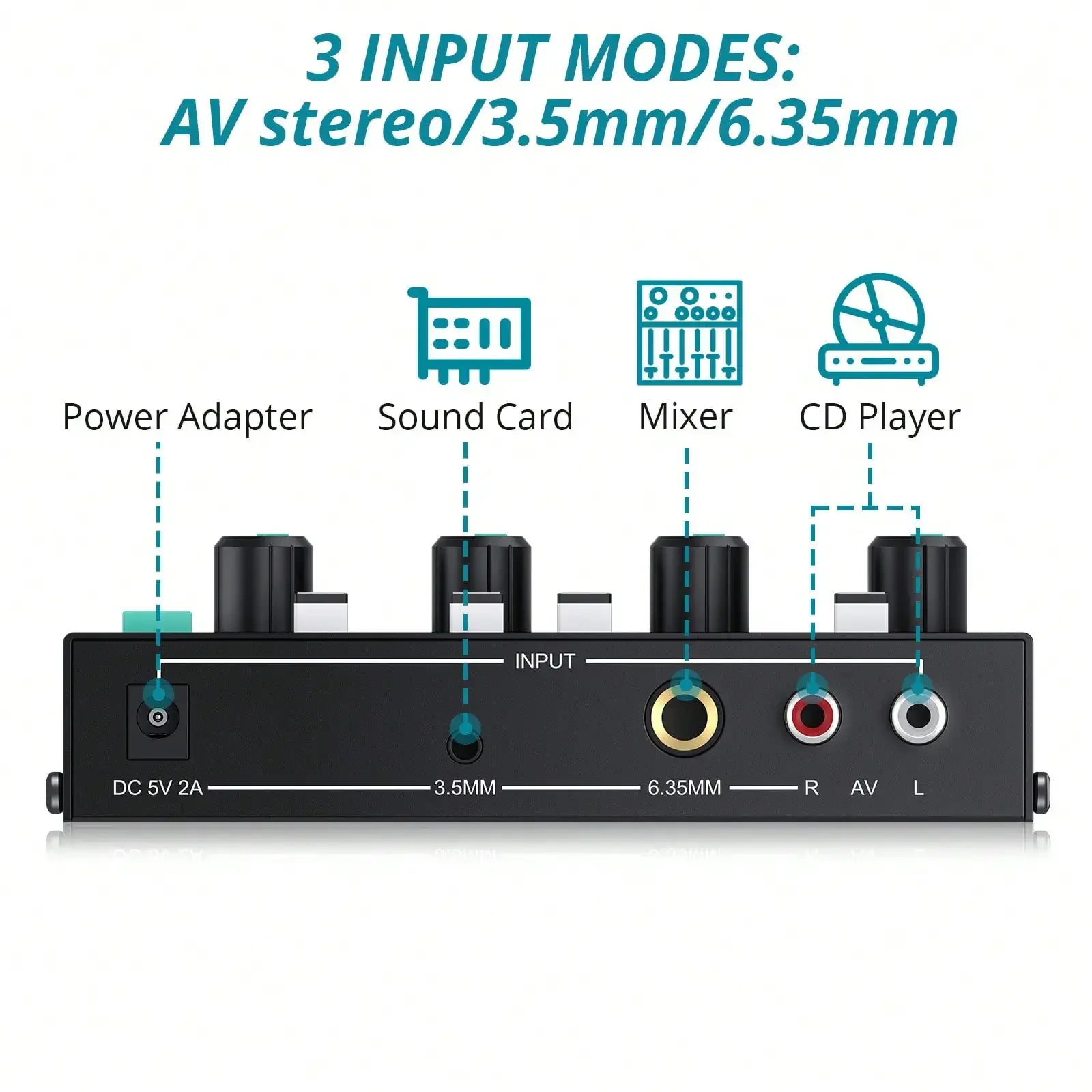Multi-function 4 Channel Professional Headphone Amplifier Mono Stereo Audio Amp 3.5mm with Power Adapter for Studio and Stage
