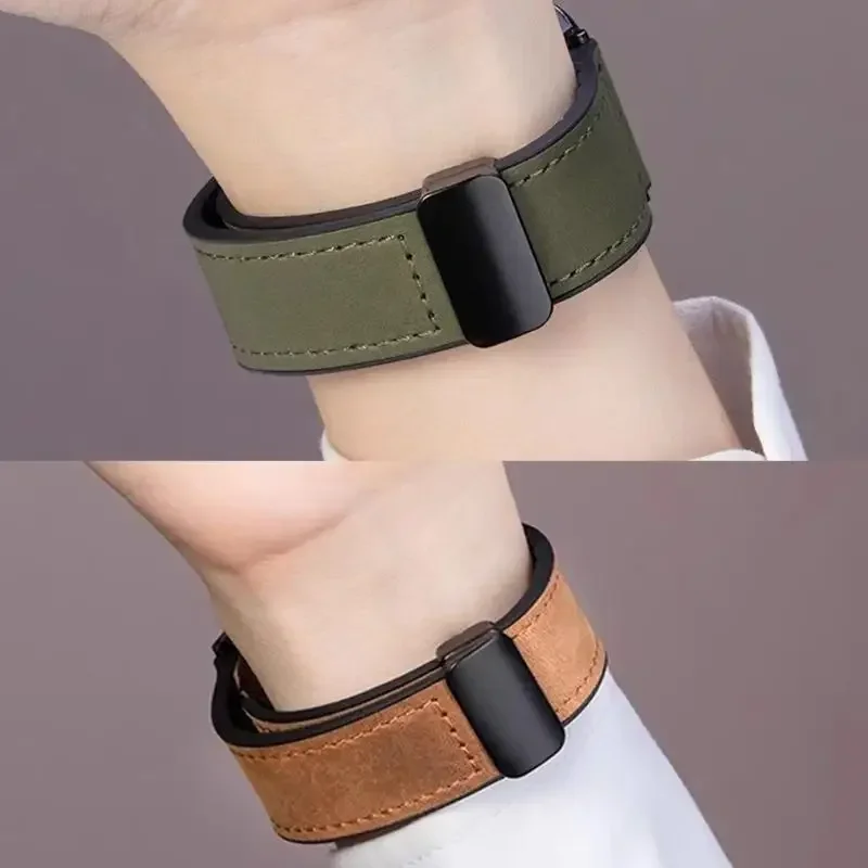 Premium Leather and Silicone Magnetic Bracelet Band