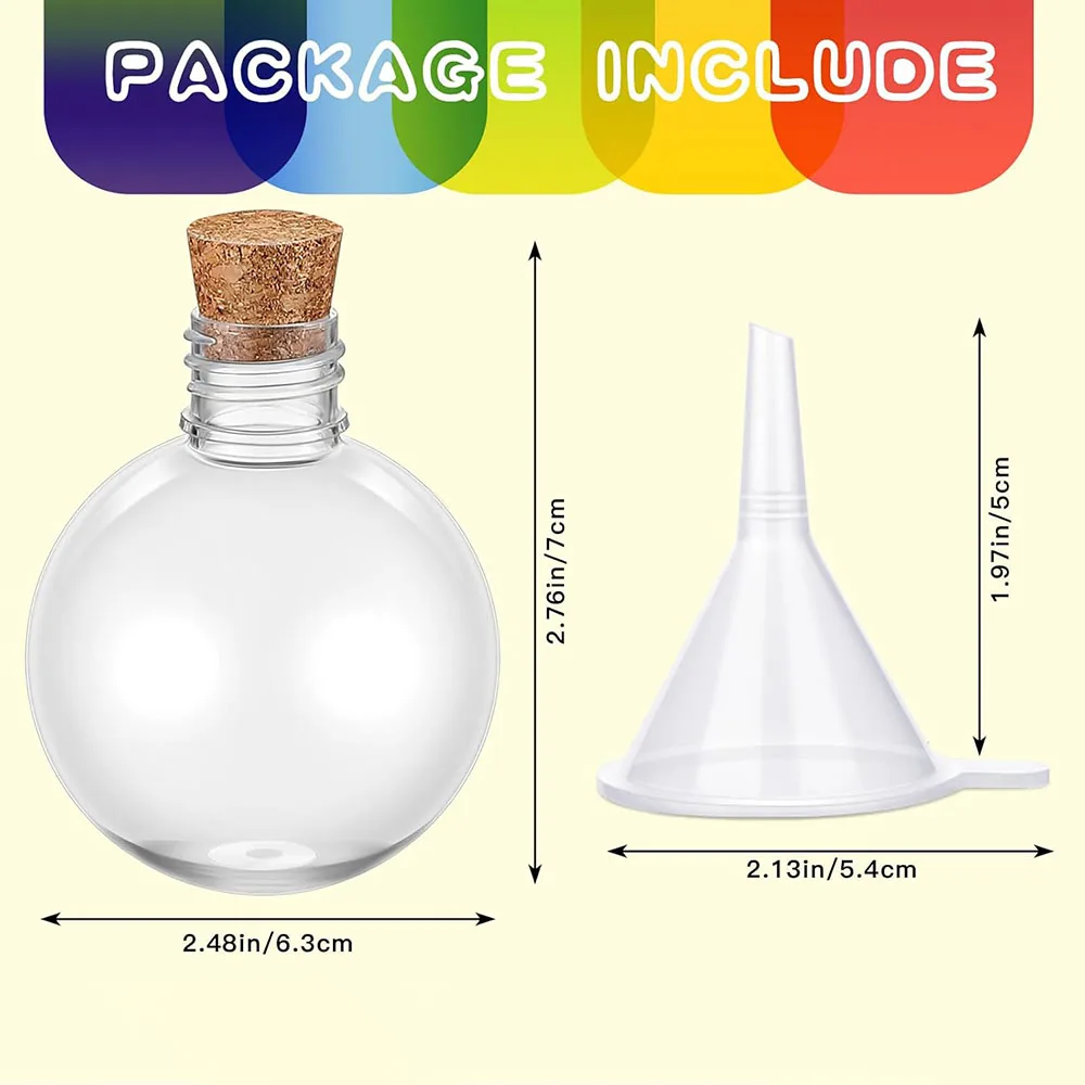 15 Count 6 Oz Spheical Plastic Potion Bottles Ball Shape