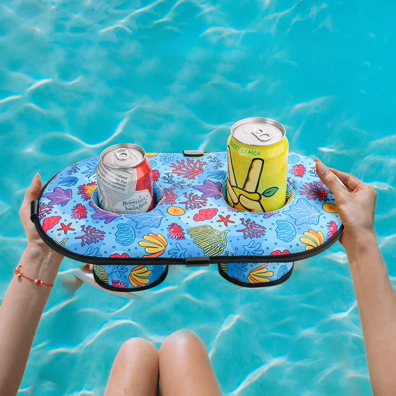 

2 Holes Inflatable Cup Holder Swimming Pool Floating Drink Holder Floats Cups Storage Rack Party Decoration Bar Coasters