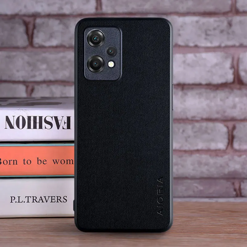 원플러스 Nord CE 2 Lite 5G CE2 용 섬유 가죽 케이스, 소프트 TPU, 뒷면 하드 PC 소재 보호 커버 포함