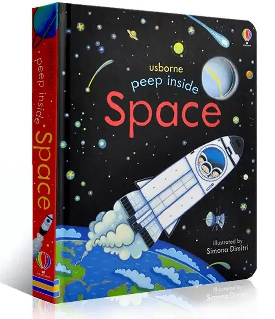 Usborne-Peep-Inside-space-Original-English-Educational-flap-Picture-Books-Baby-Early-Childhood-gift-For-kids