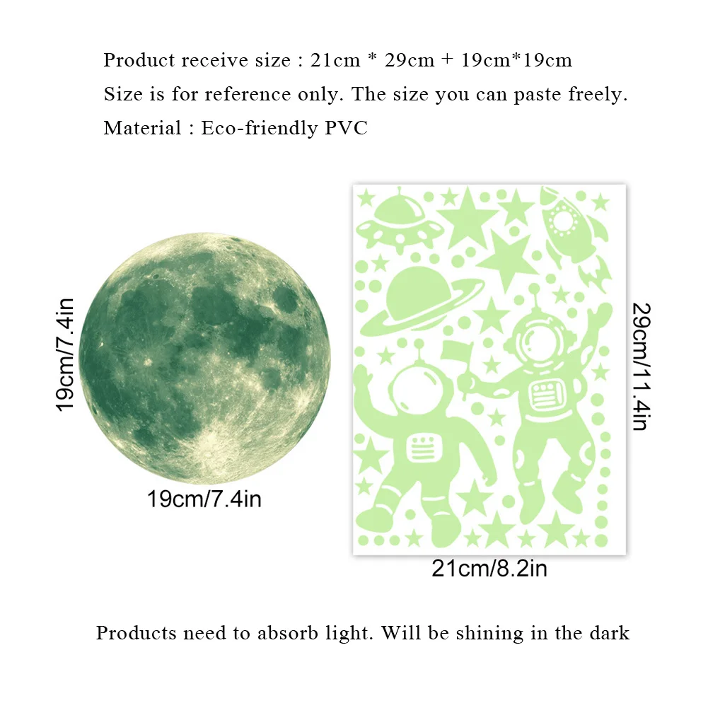 Világító Kozmonauta Sztár Hold falra matrica Hálószoba gyerekeknek szoba haza dekorációs Tapéta Izzó fény ben Lá Morogva öntapadó decals