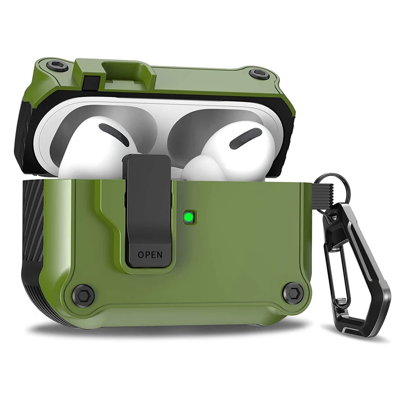 Shockproof Security Lock Cover with Hook for Wireless Earbuds Case