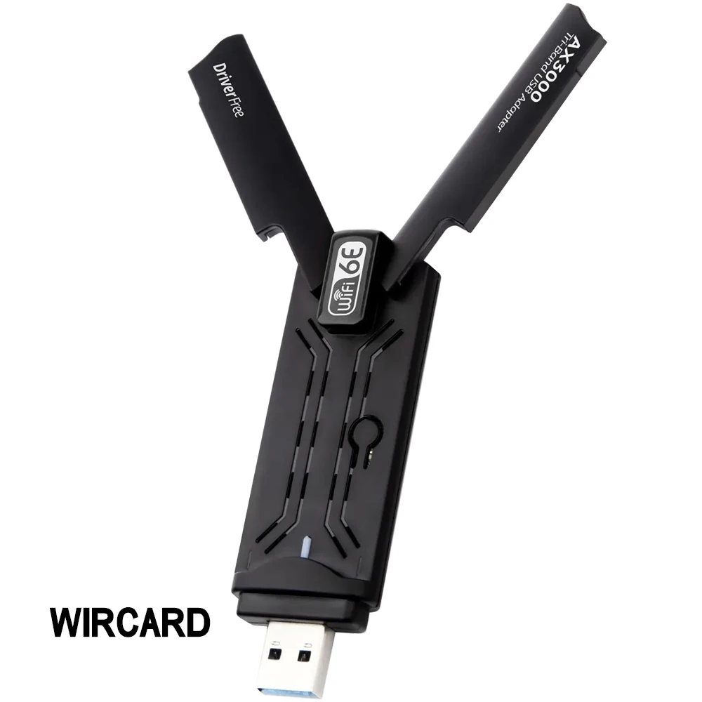 무선 네트워크 카드 와이파이 6E AX3000 USB 3.0 어댑터, 3000Mbps 트라이 밴드 2.4G, 5G, 6GHz, 와이파이 6 동글 드라이버 무료 Win10/11
