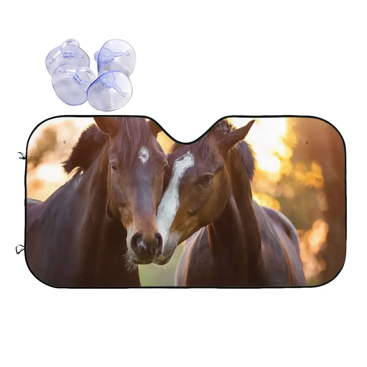 

Beautiful Horse Fold-up Sunshade Windscreen 76x140cm Animal Lovers Foils Car Window Windscreen Cover UV Protector