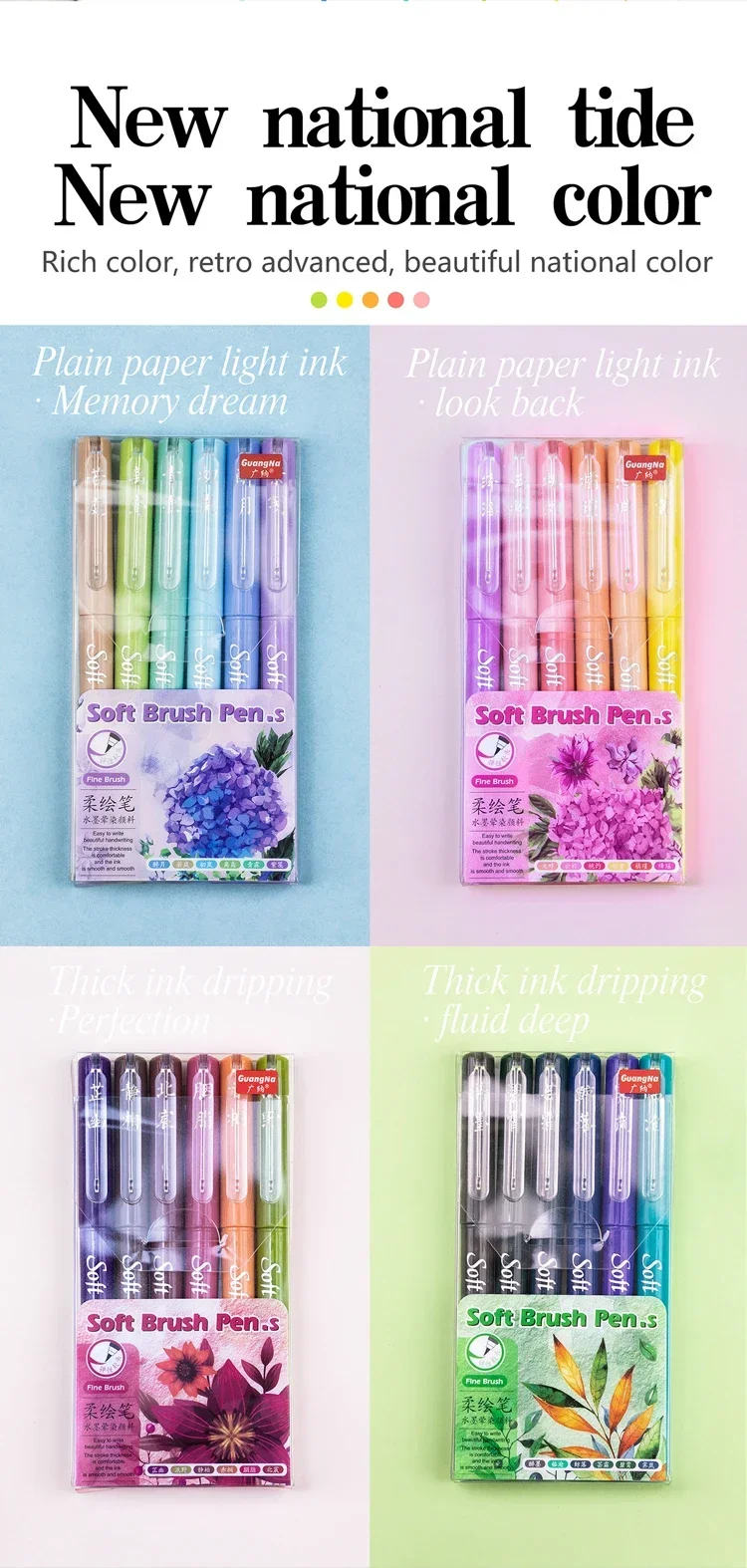 6 Stück Marker mit weicher Pinselspitze, Künstlermarker, flexible Spitze, verschiedene Farben für Journaling, Handschrift, Kalligraphie, Zeichnen – Detail 2