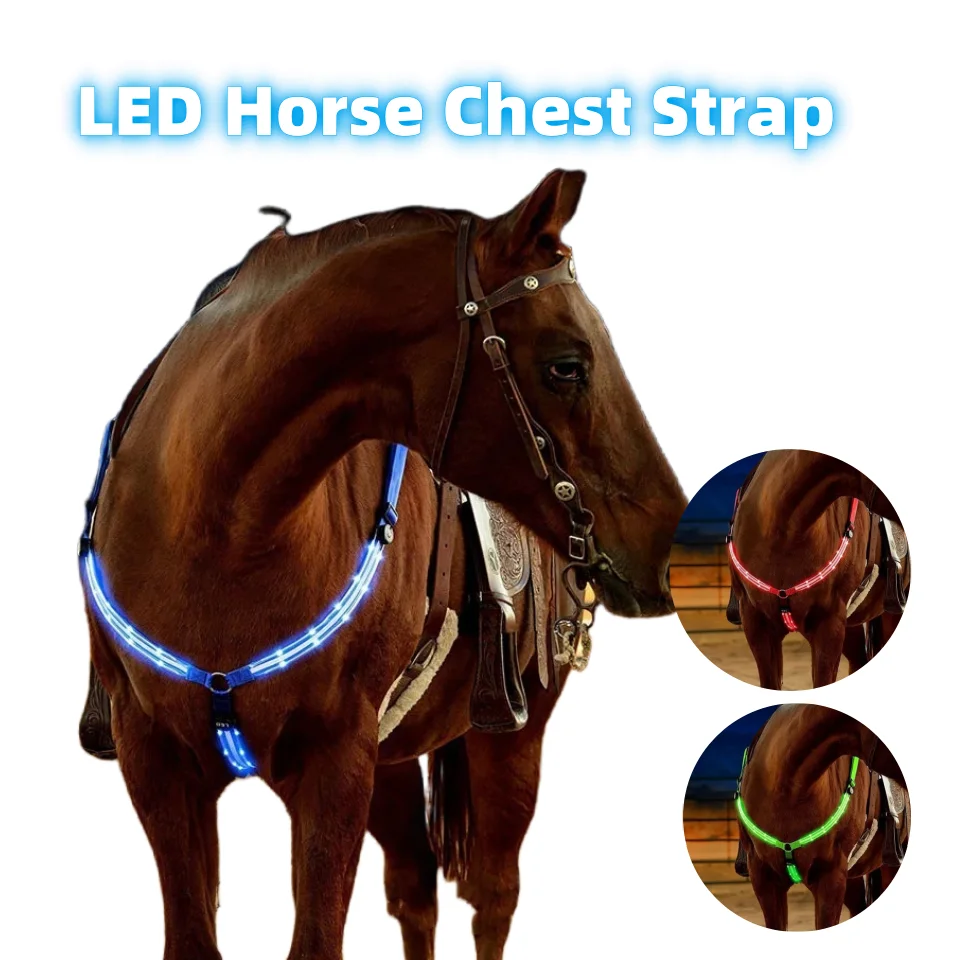 LED Equine Chest Strap - Illuminated Horse Riding Gear with Reflective Design for Night Riding & Outdoor Equestrian Sports LED Equine Chest Strap - Illuminated Horse Riding Gear with Reflective Design for Night Riding & Outdoor Equestrian Sports