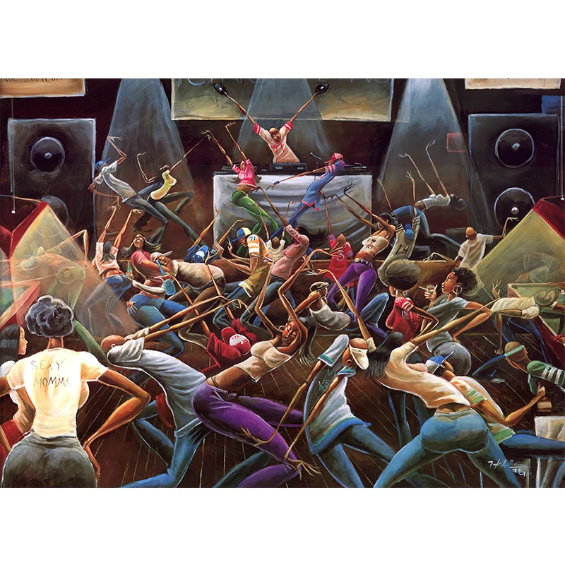 Ernie Barnes-クラシックなイラスト絵画、アフリカの黒の