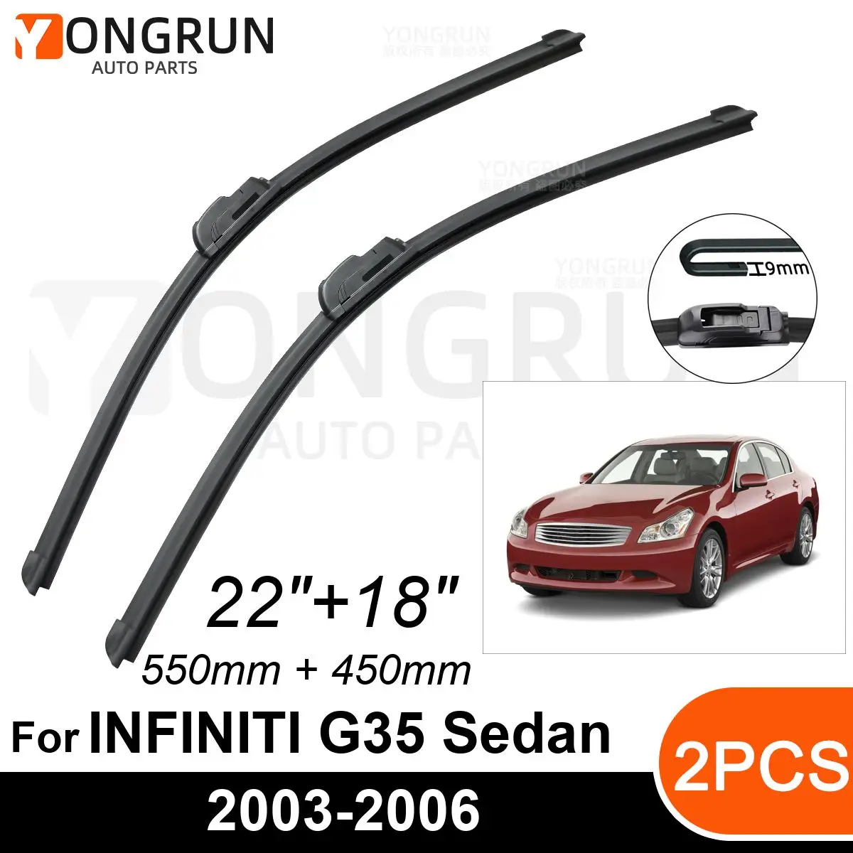 

Стеклоочистители автомобильные для INFINITI G35 седан 2003-2006, резиновые щетки стеклоочистителя 22 + 18 дюймов, аксессуары для лобового стекла автомобиля