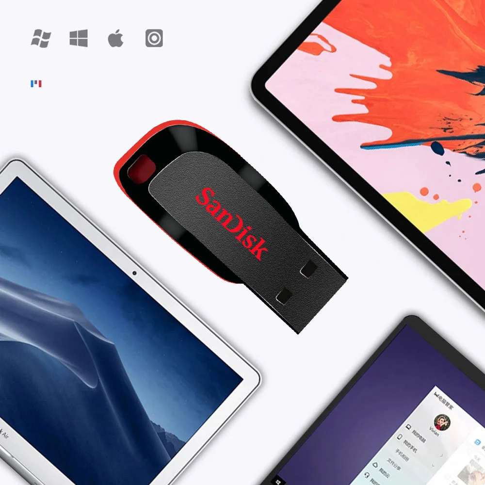 SanDisk Cruzer Blade USB Flash Drive 128GB 64GB 32GB 16GB U Disk USB2.0 Pen Drive Usb Memories Flash USB Stick SDCZ50 usb disk