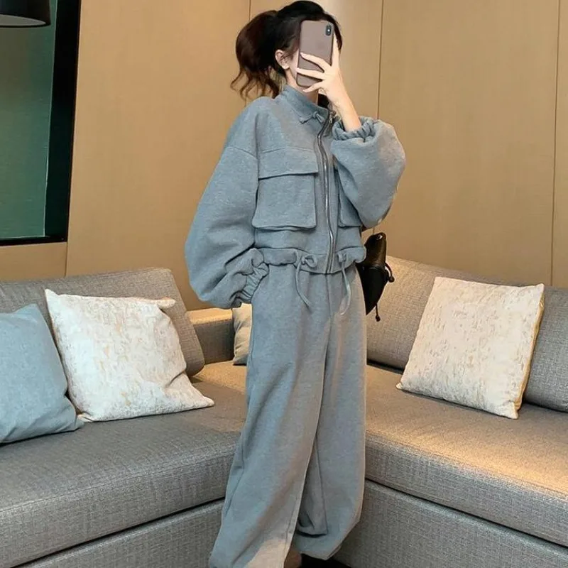 

Spring Women's 2022 New Fashion Casual Work Set Women's Korean Loose Sweater and Pants Two Piece Set