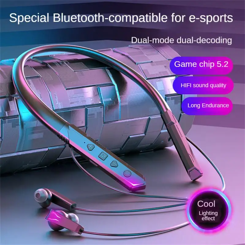

Hanging Neck Mounted Earphones RGB Smart Breathing Light Subwoofer Long Endurance Waterproof Sports Game Wireless In-ear Headset