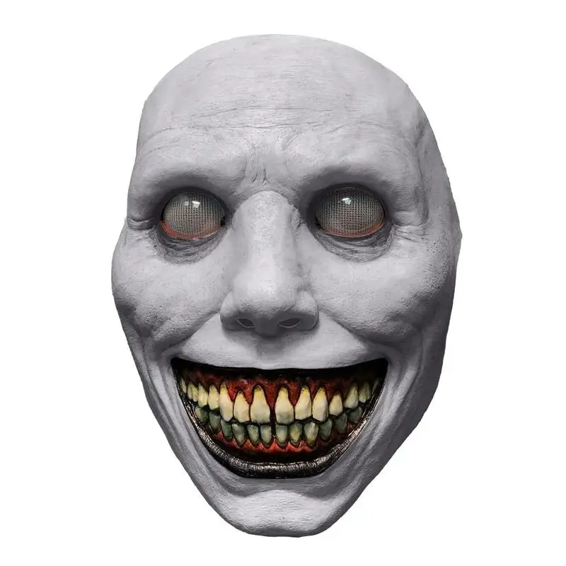 Maschera Sorridente Horror Cosplay Evil Latex Masks Halloween Dress Up Masquerade Party Spaventoso White Face Costume Puntelli