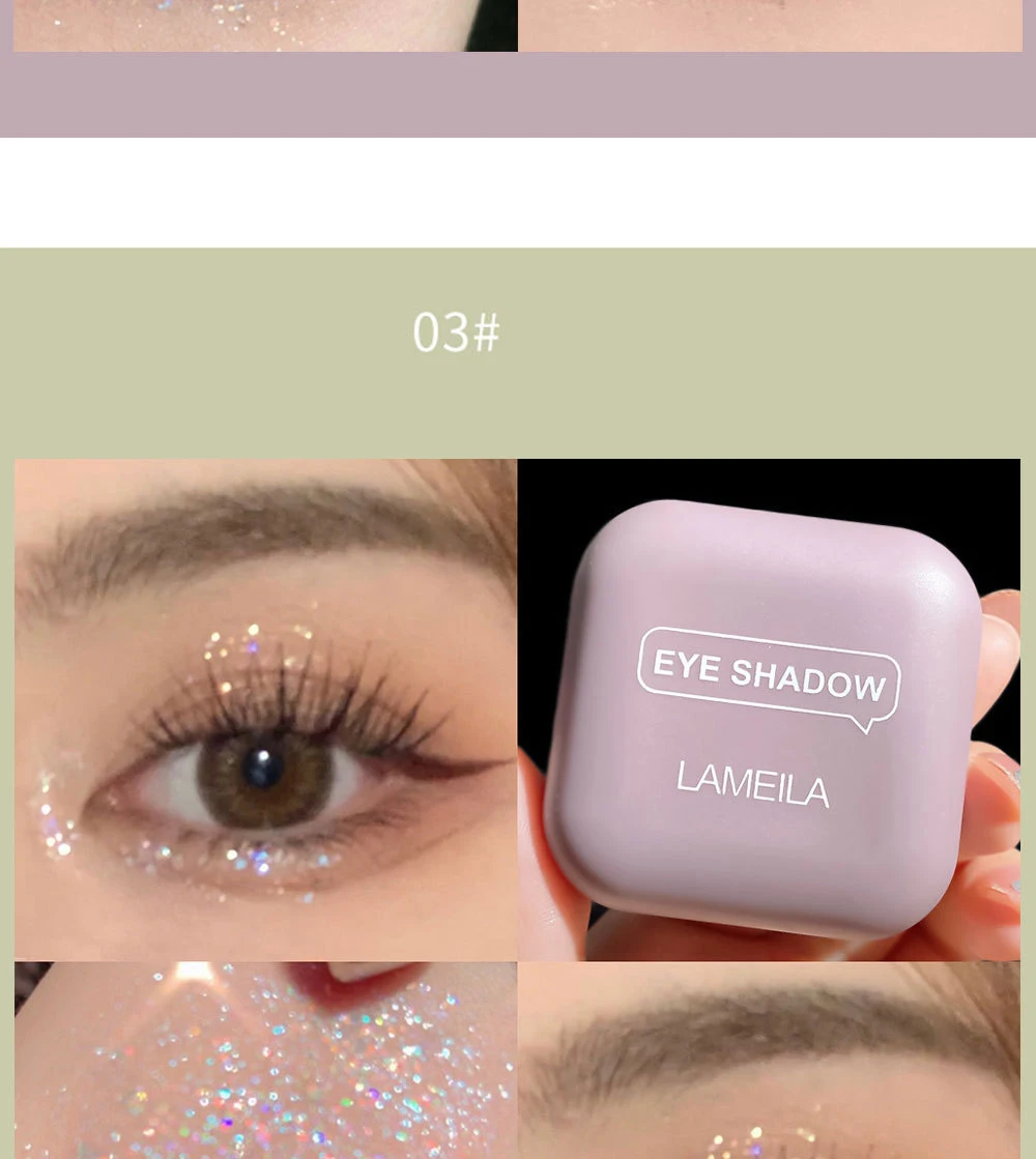 Monochrome Glitter Eyeshadow Pearlescent Highlighter Powder Makeup Diamond Eye Shadow Palette Bright Shiny Eye Makeup Cosmetics