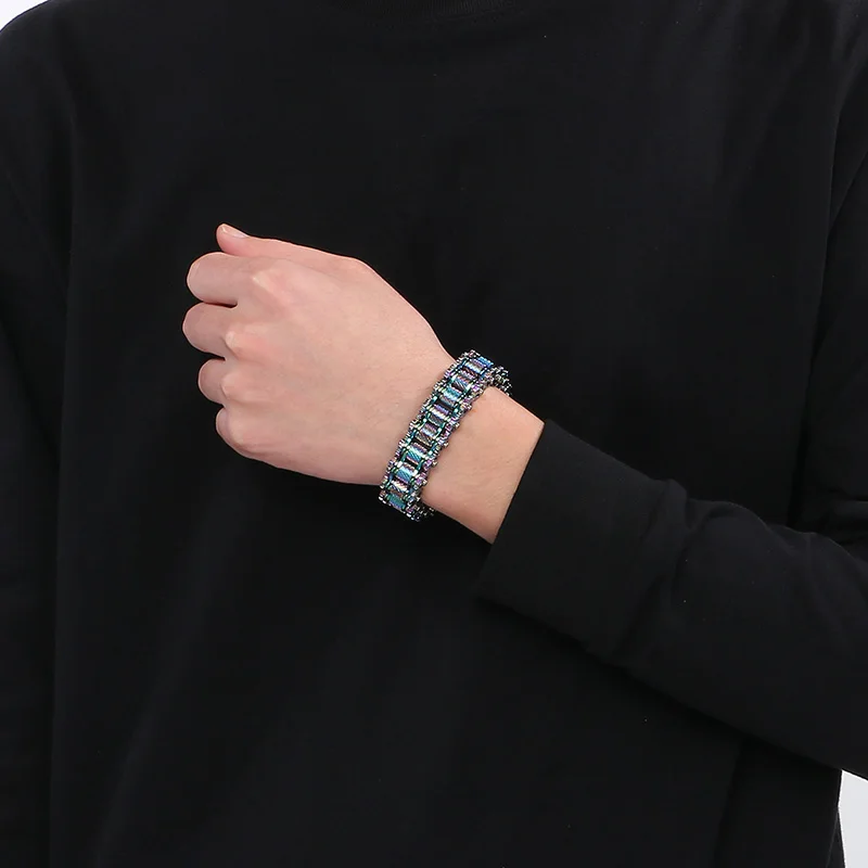 15MM Wide Stainless Steel Heavy Bicycle Bracelet For Men High Quality Bike Wheel Charm Bracelet Personalized Colorful Jewelry