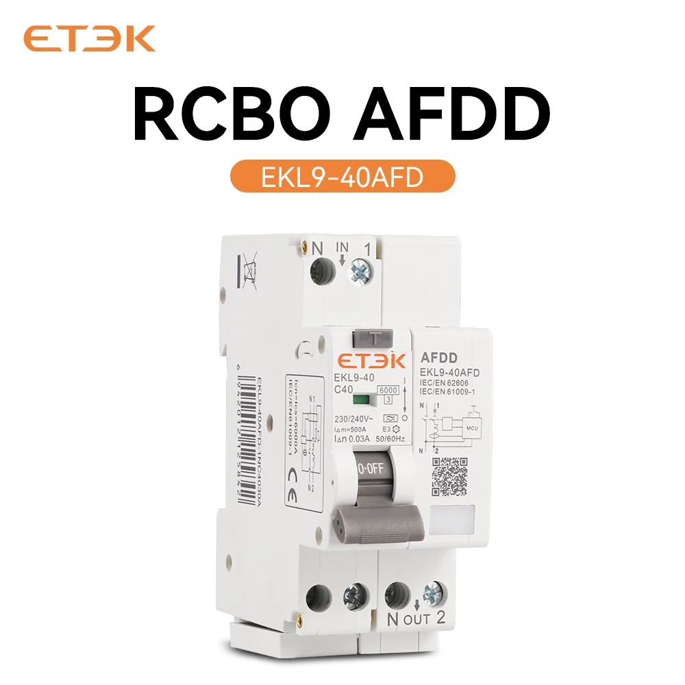 

ETEK Overload Earth Leakage Short Circuit Protection AFDD 2P 30mA 32A 40A Arc Fault Protector Device Circuit Breaker EKL9 AFDD