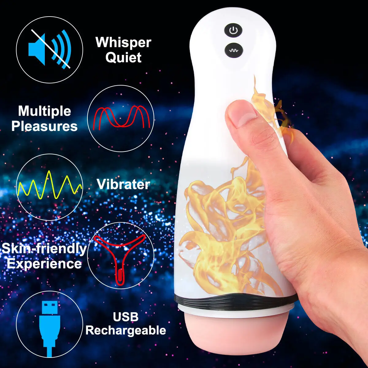 c Rocwickline Masturbatore maschile elettrico a 10 velocità con vibrazione e massaggio vocale, tascabile reale_voghion.com