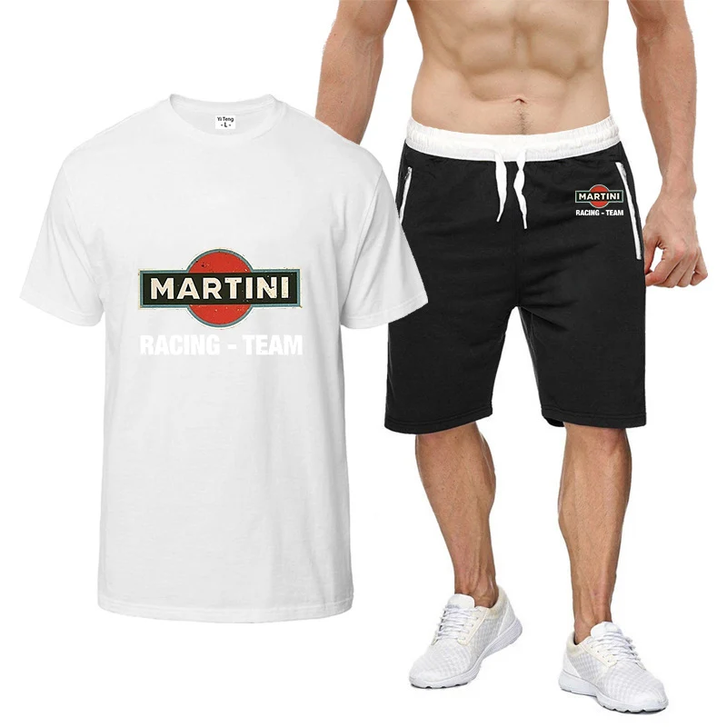 2023 new Martini Racing printing summer men's HipHop Harajuku style T-shirt high-quality short-sleeved shorts suit sportswear