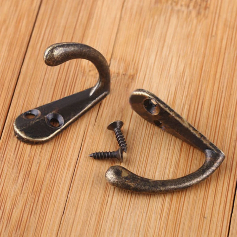 10pcs/Lot Vintage Wall Mounted Single Prong Hook Retro Mini Size Bronze  Hangers For Keys Hat Towel Robe Bathroom Hooks