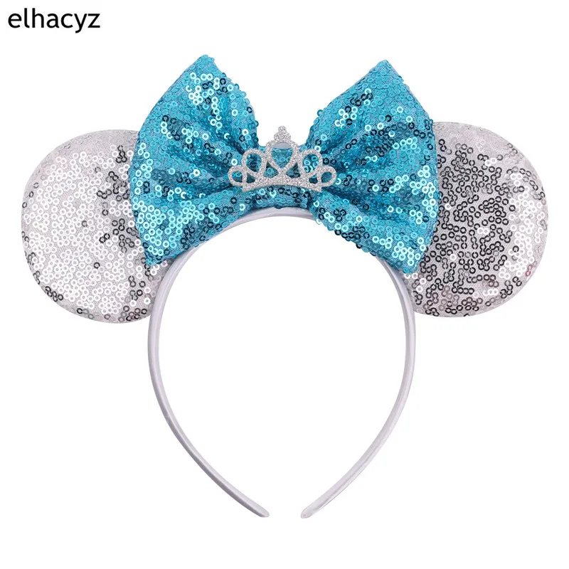 1PC Chic Glitter Bow Mouse Ears Headband Women Fashion Bunny Ears Sequin Bow Hair Band Girls Hair Accessories 2024 New Headbands