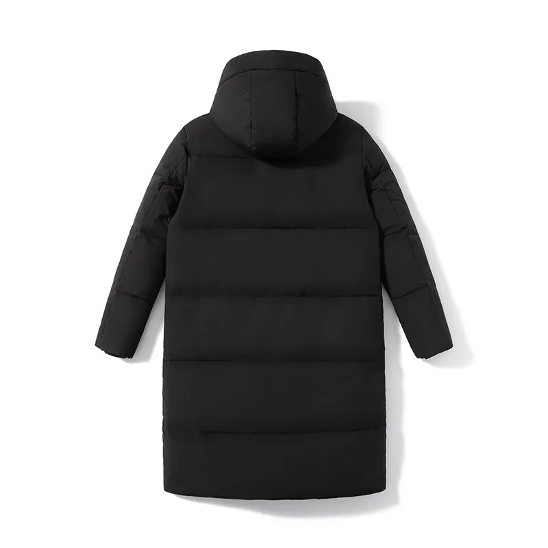 Winter Men's Fashion Hooded Down Jacket Long Casual Loose Warm Windproof Coat Men Solid White Duck Down Jackets Couple Outwear