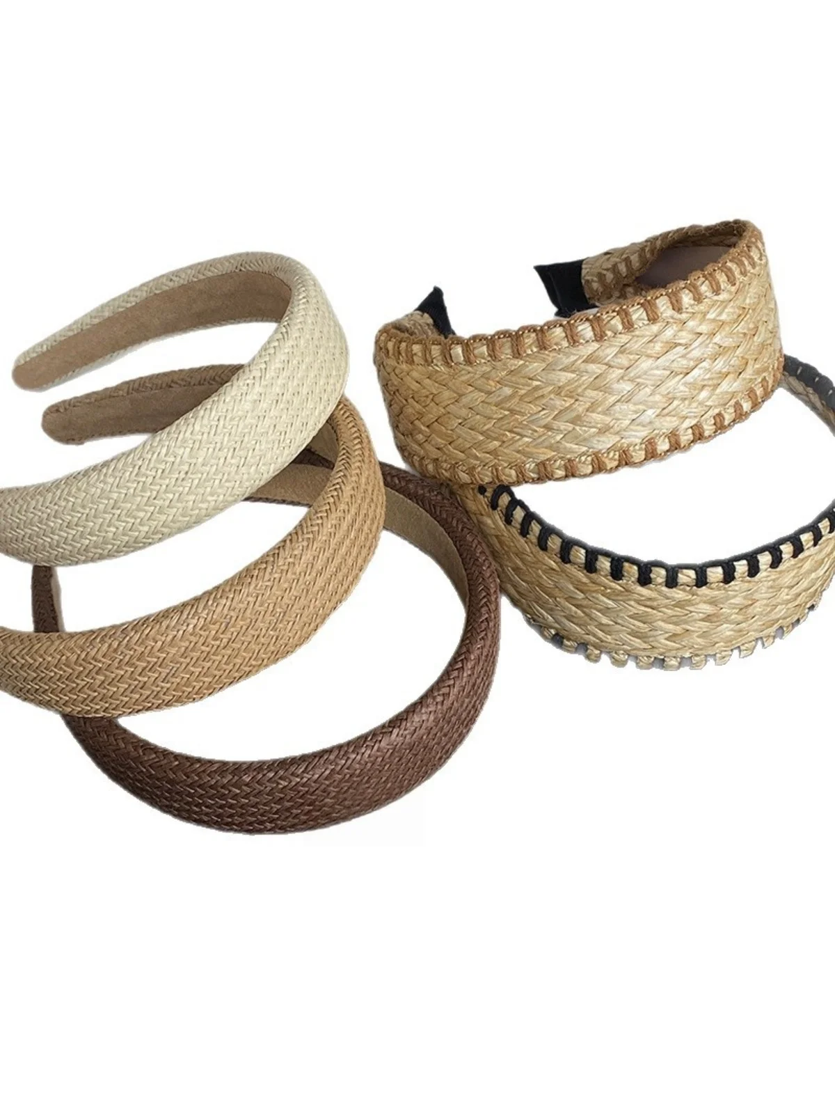 1PC Vacation-style Straw Woven Wide-brimmed Headband - Bohemian Head for Seaside Photos, Stylish and Versatile Hair Clip/Hair Ac