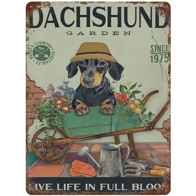 Vale La Pena Raccogliere Vintage Tin Sign Bassotto Garden - Wall Art Decor Metal Sign Movie Poster Home Garden Farm Garage Decoration