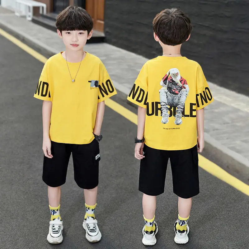 

2022 New Boy Fashion Tracksuit Clothes Set Kids Spring SummerCotton School Uniform Sport Suit Boys Clothing Sets 6 8 10 12 Year
