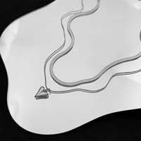 LATS Double Layered Love Heart Pendant Necklace for Women Silver Color Simple Neck Chain Choker Fashion Jewelry Birthday Gifts - Image 5