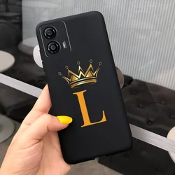 Luxury Black Silicone Soft TPU Phone Case with Elegant Letter Design for Moto G73 (Ivory)